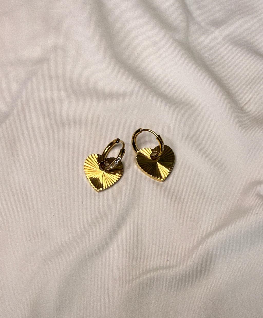 Gold Textured Heart Hoop Earring