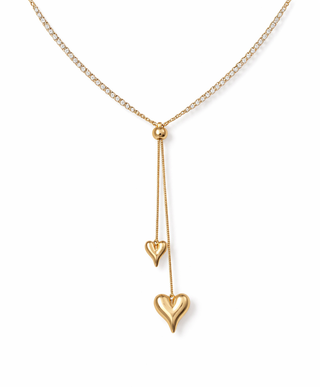 Eira Double Heart Slider Necklace