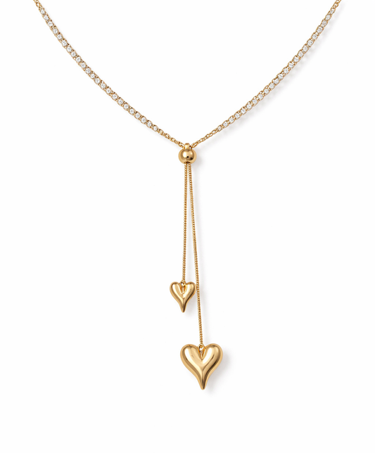 Eira Double Heart Slider Necklace