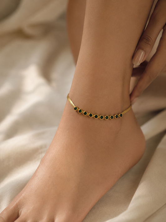Obsidian Charm Anklet